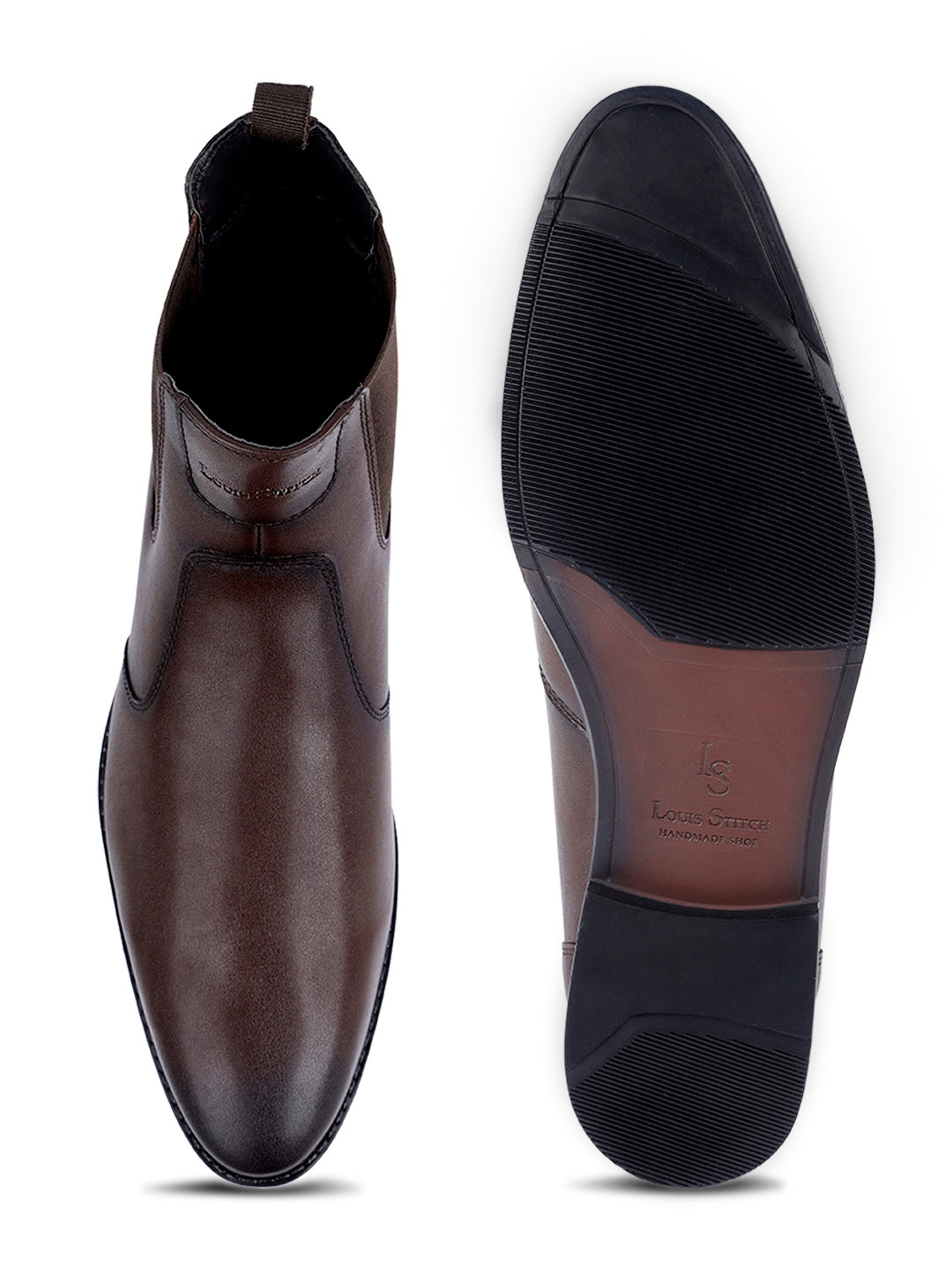 Brunette Brown Dual Tone Handcrafted Chelsea Boots