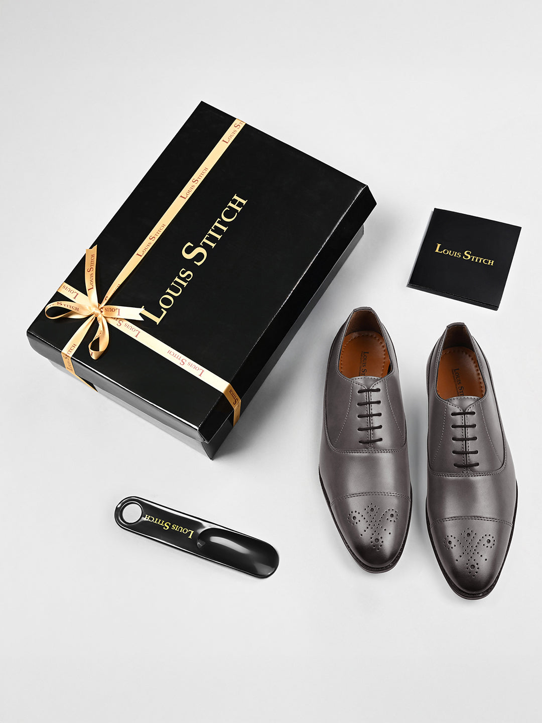 Ash Grey Handcrafted Captoe Style Comfortable Laceups Shoes