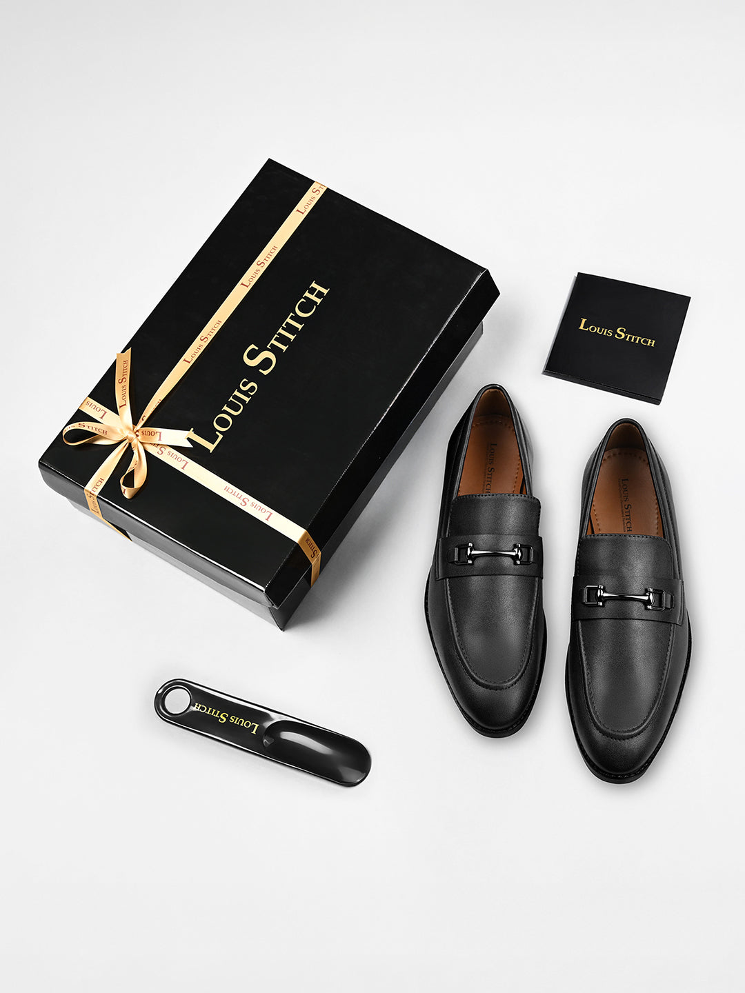 Obsidian Black Shoes Slipon Style Comfortable Moccasin with Buckle