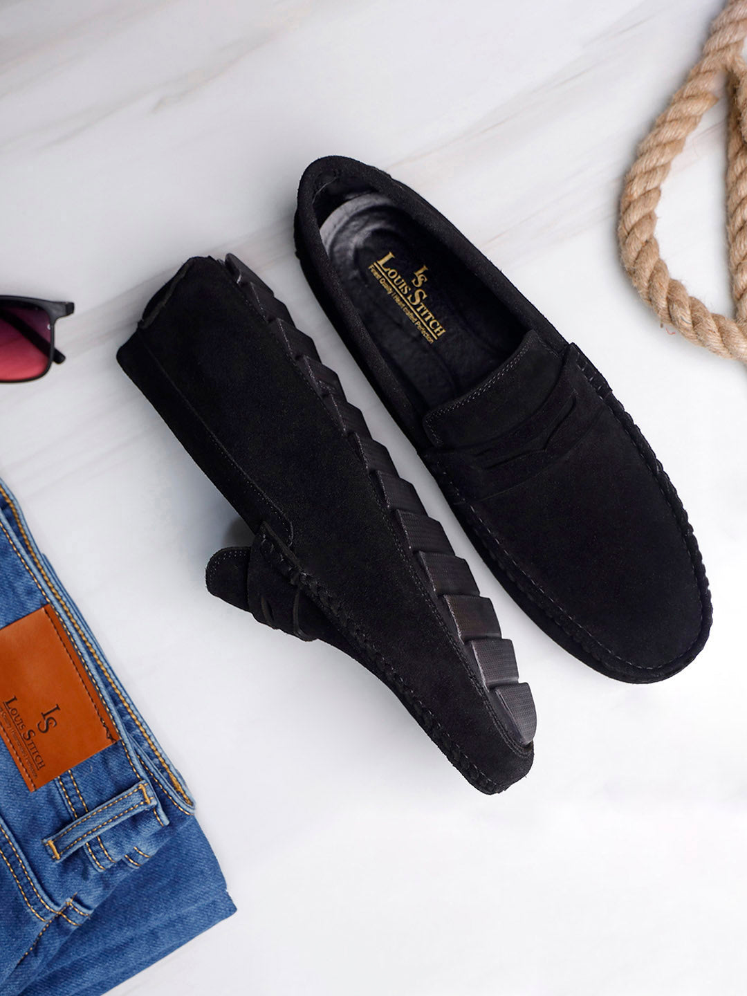 Buy Handmade Italian Suede Leather Penny Loafers Louis Stitch