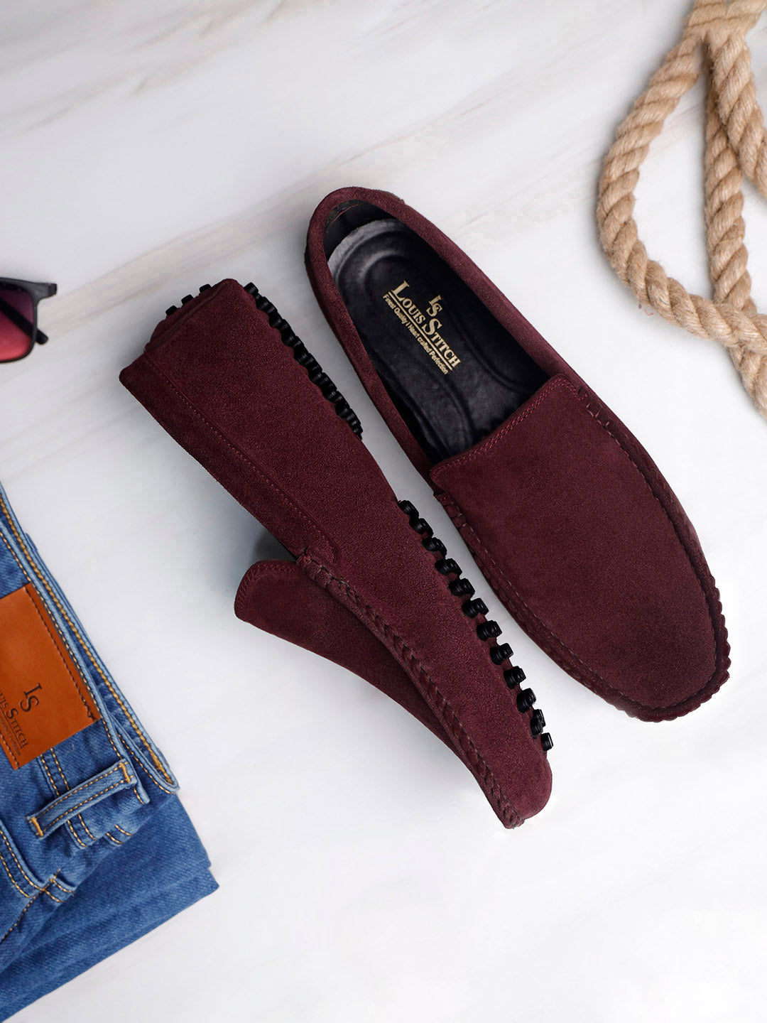 Rosewood Handmade Italian Suede Leather Penny Loafers