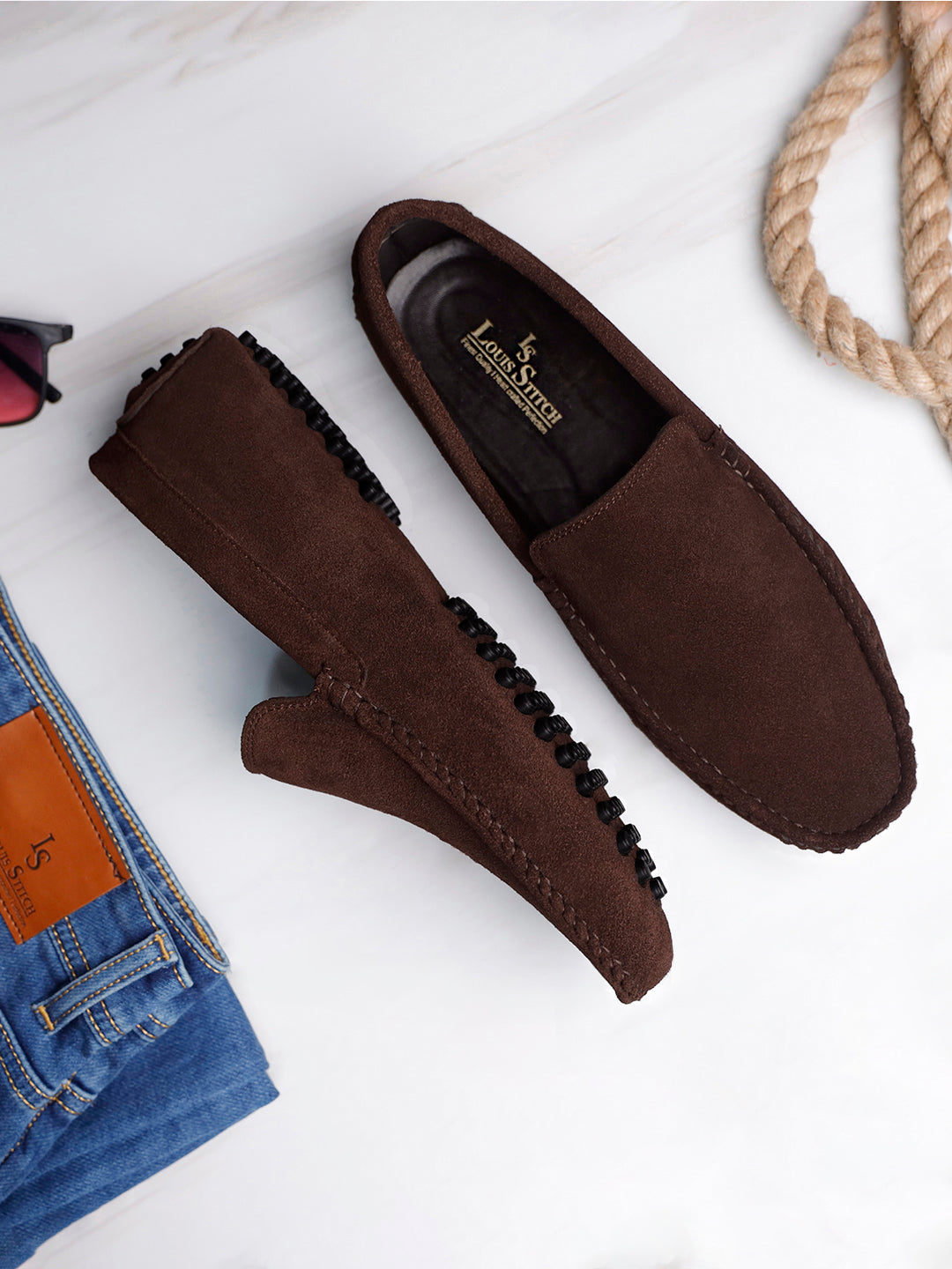 Brunette Brown Handmade Italian Suede Leather Penny Loafers