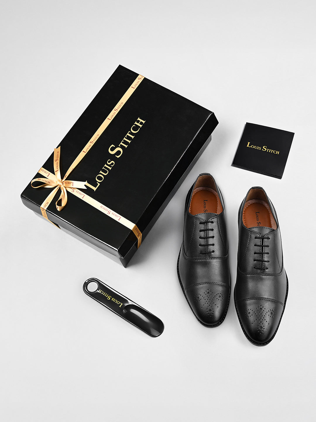 Obsidian Black Captoe Style Comfortable Laceups Shoes