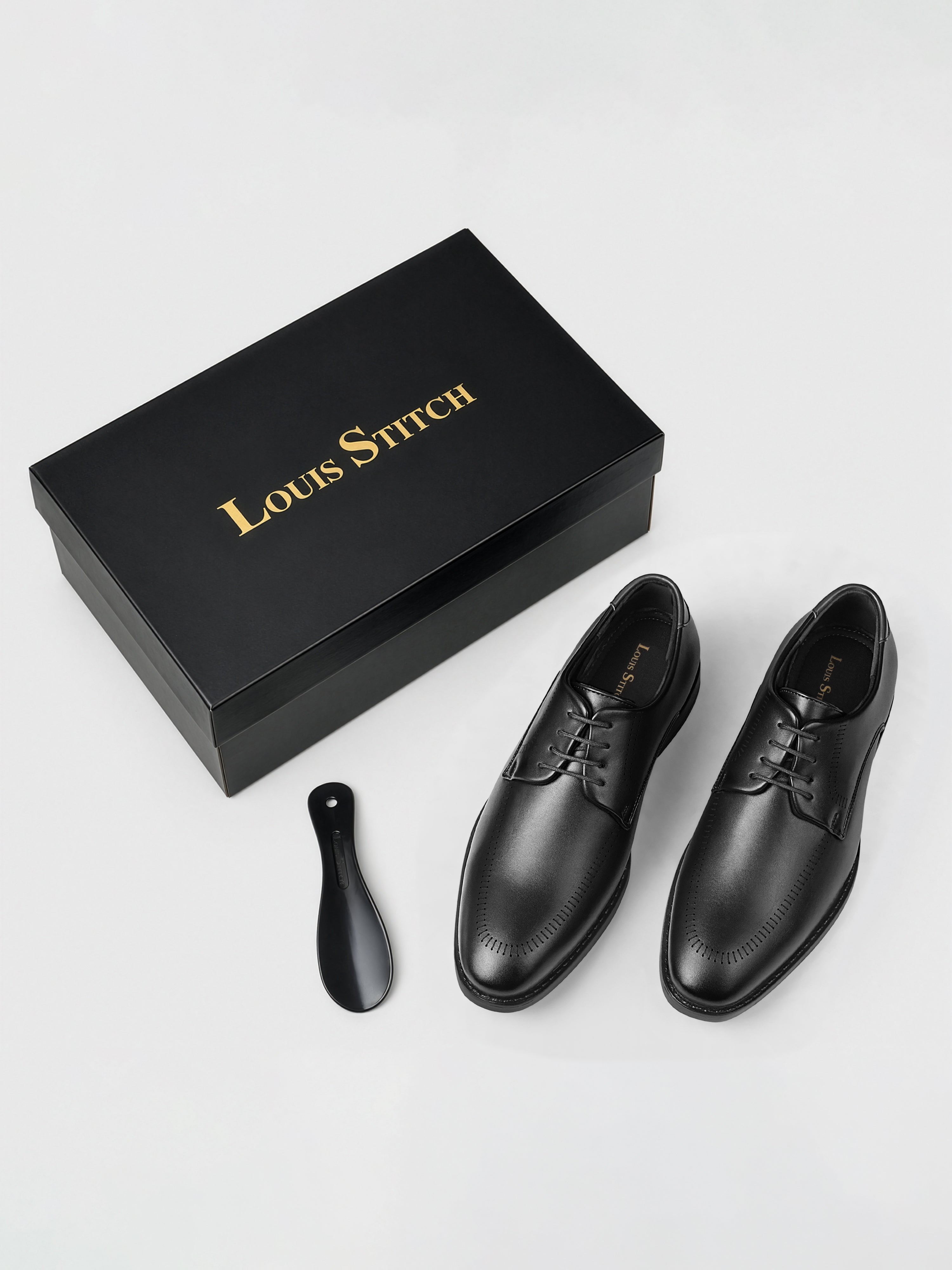 Jet Black Formal Derby Lace-Up Shoes