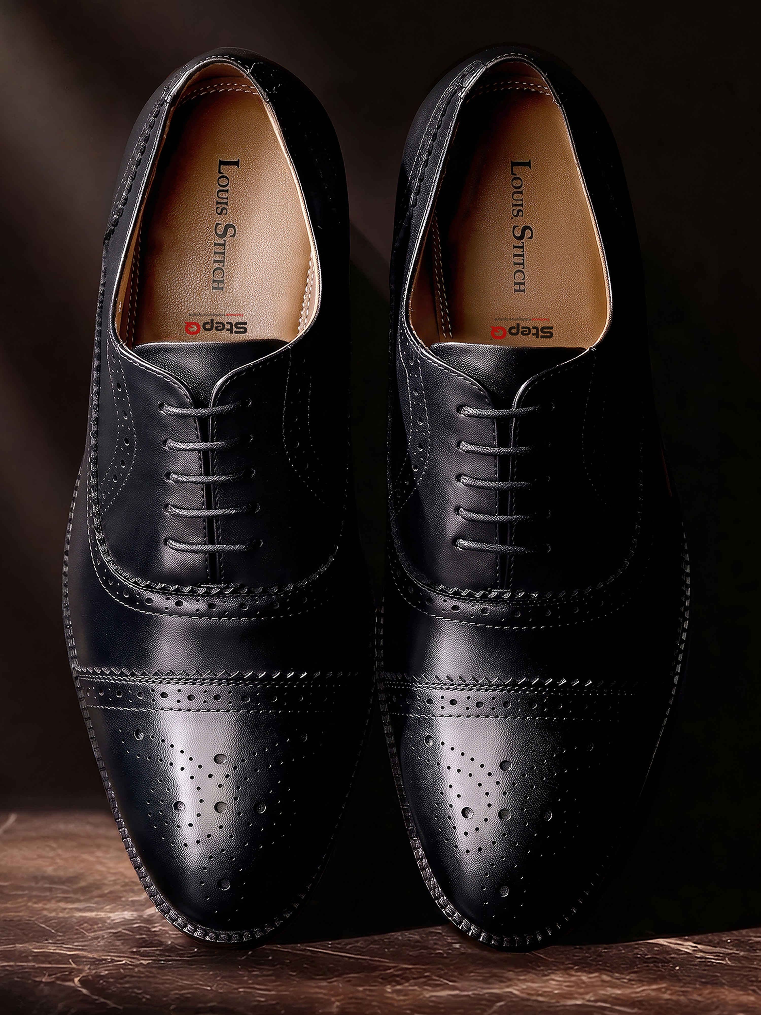 Jet Black Italian Crust Leather Formal Oxford