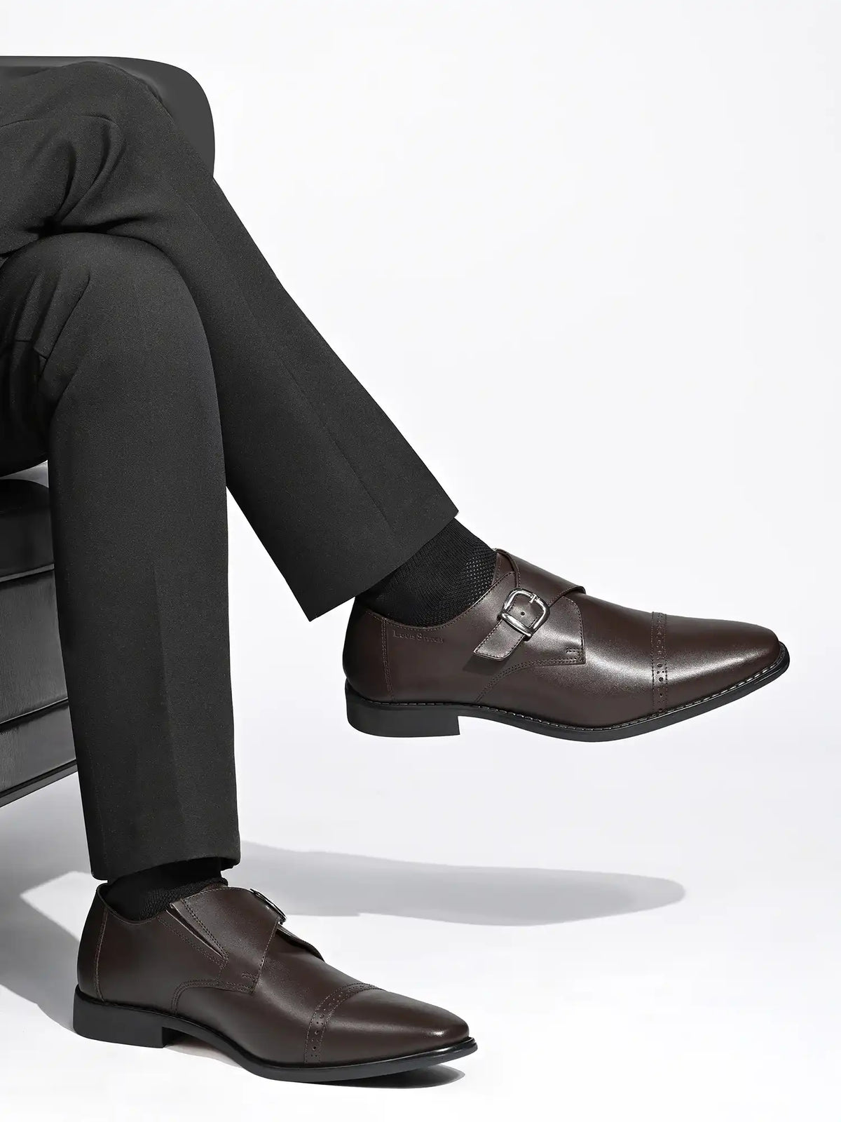 Brunette Brown Italian Leather Single Monk Strap Shoes