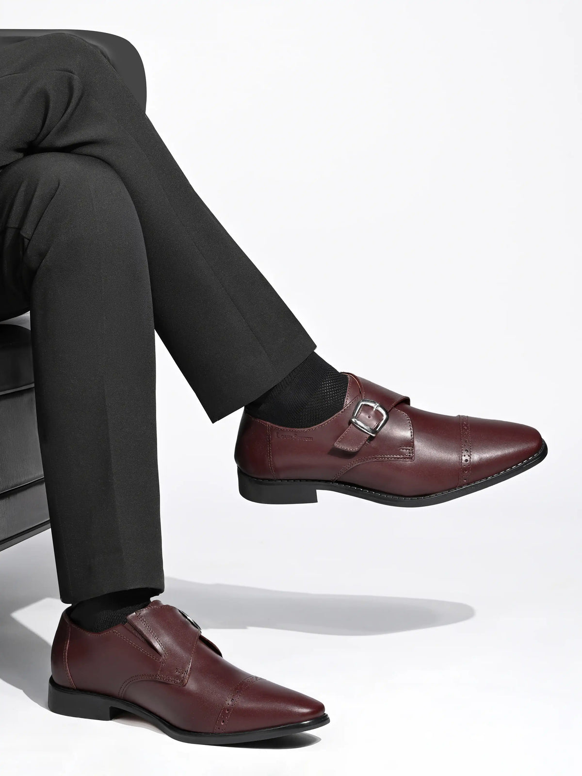 Rosewood Italian Leather Single Monk Strap Shoes