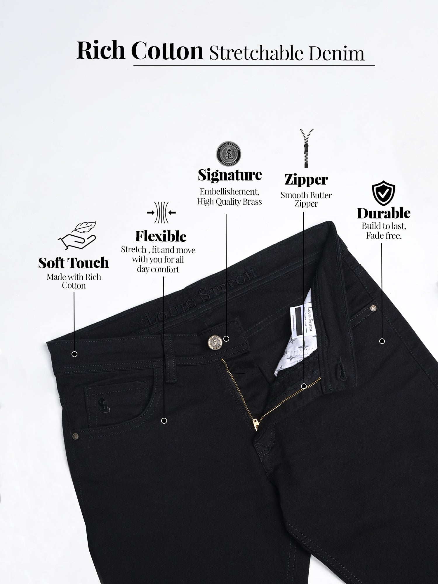 Men's Black Mid Rise No Fade Regular Fit Jeans