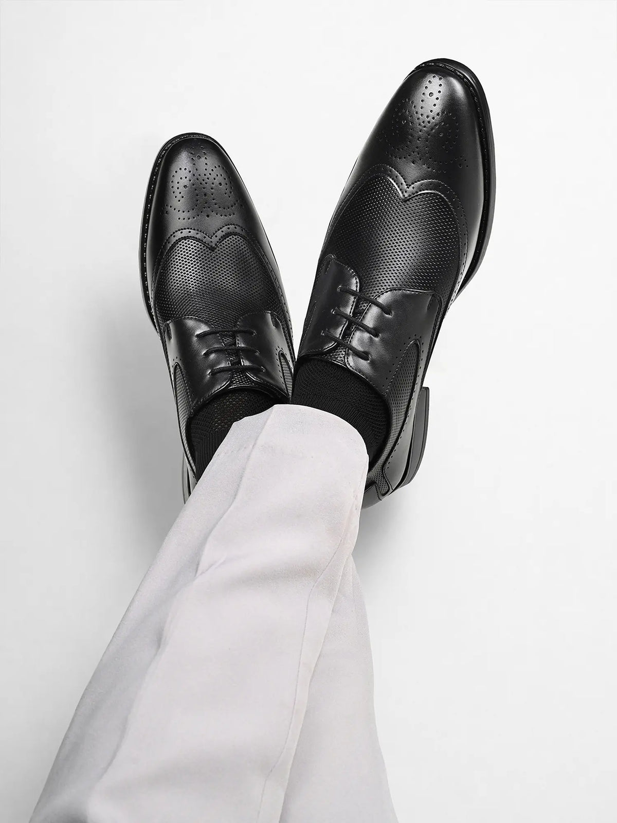 Jet Black Formal Brogue Lace-Up Shoes