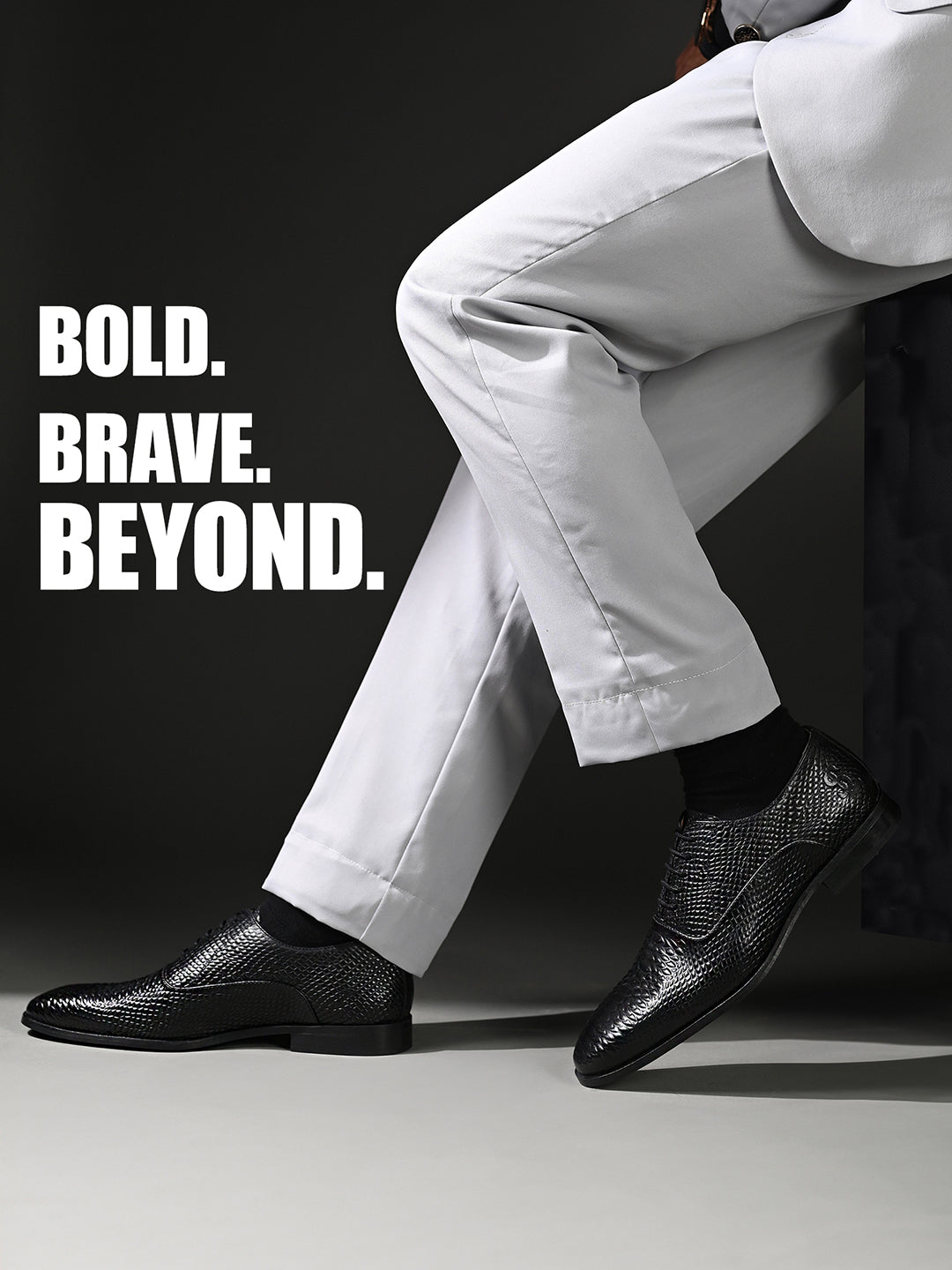 Jet Black Italian Crust Leather Formal Derby