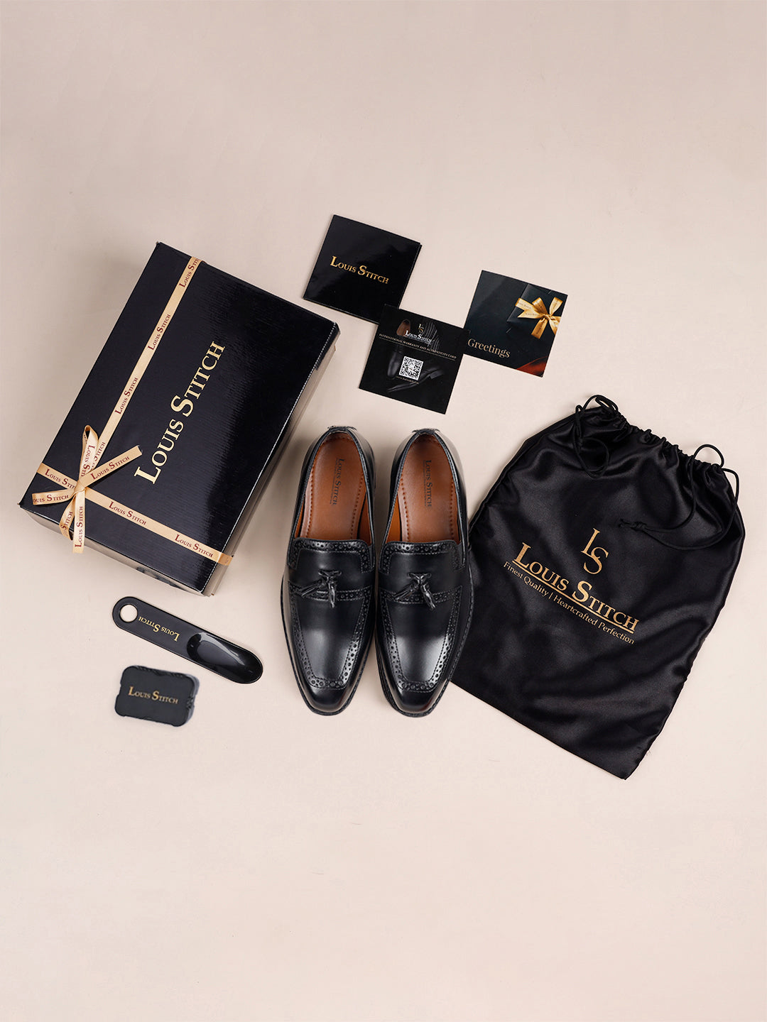 Jet Black Handcrafted Tassel Moccasins Slipons