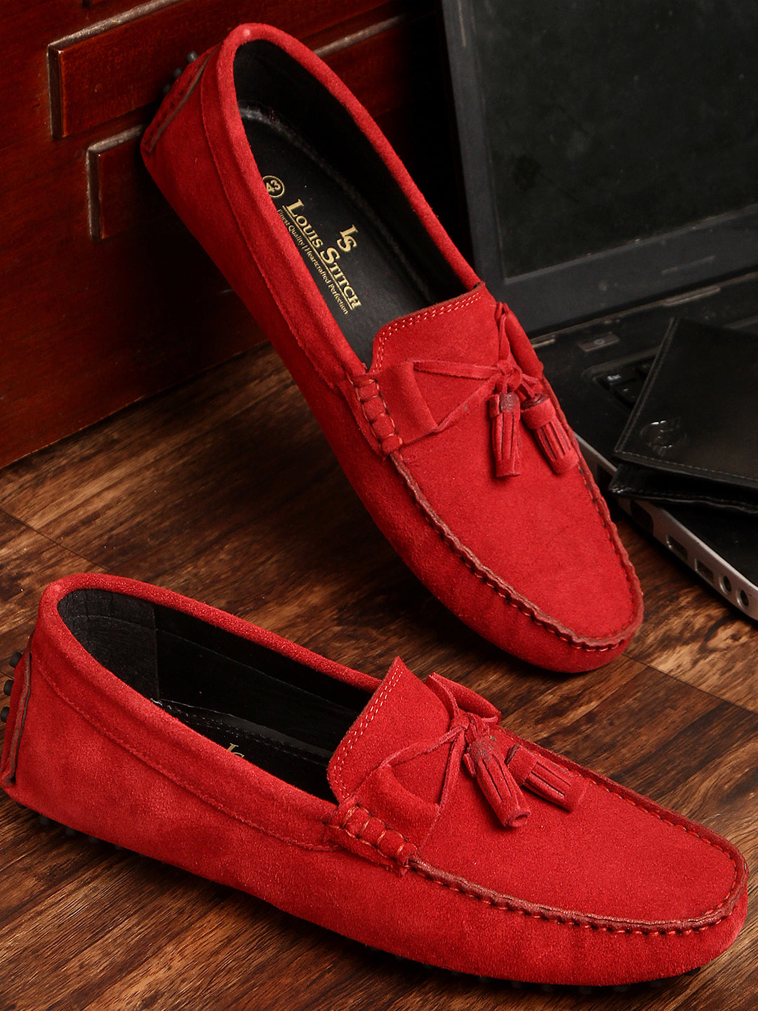 Handmade Italian Suede Leather Penny Tassel Loafers