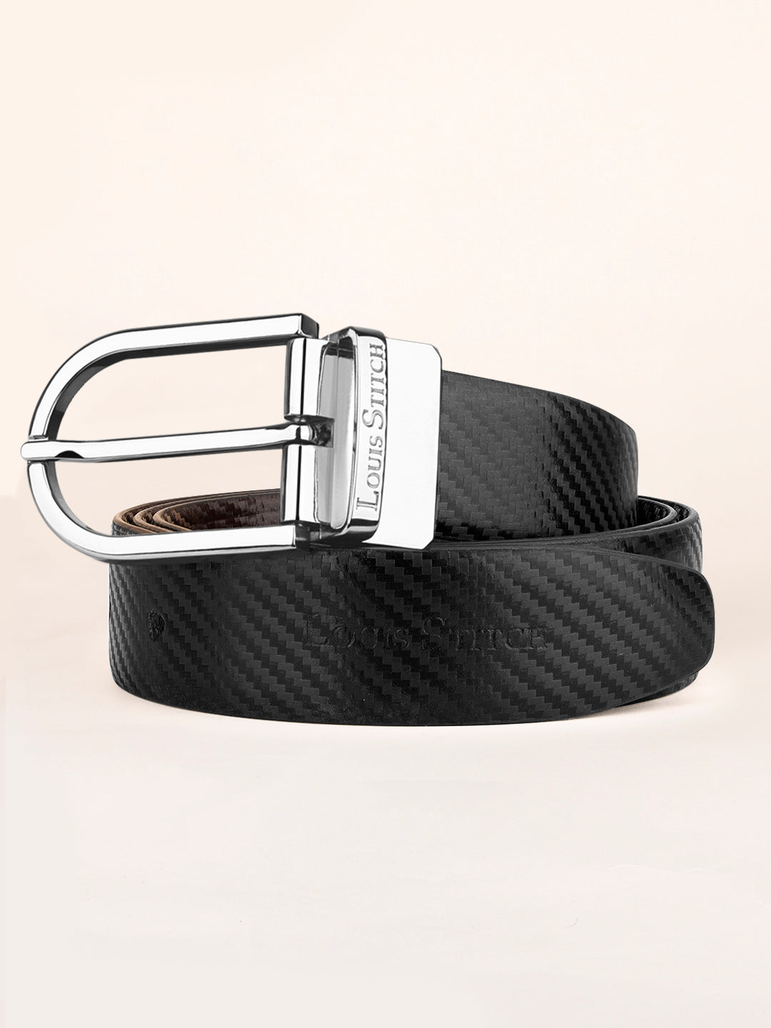 Men's Black & Brown Formal Italian Leather Reversible Belt For Men