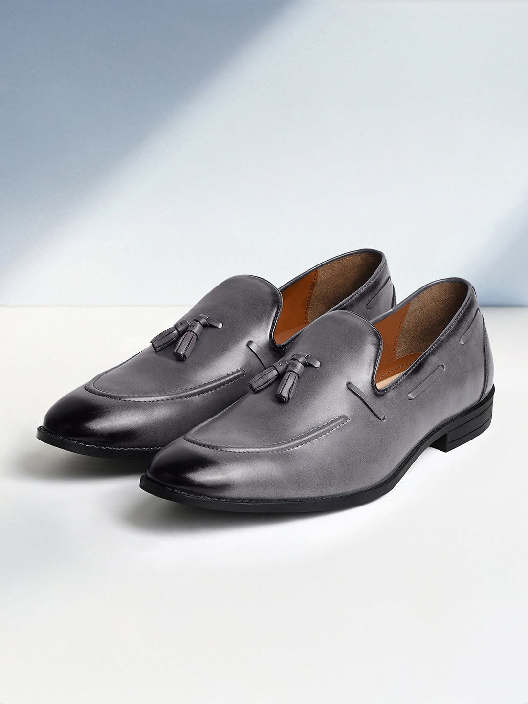 Ash Grey Handcrafted Tassel Moccasin Slipon