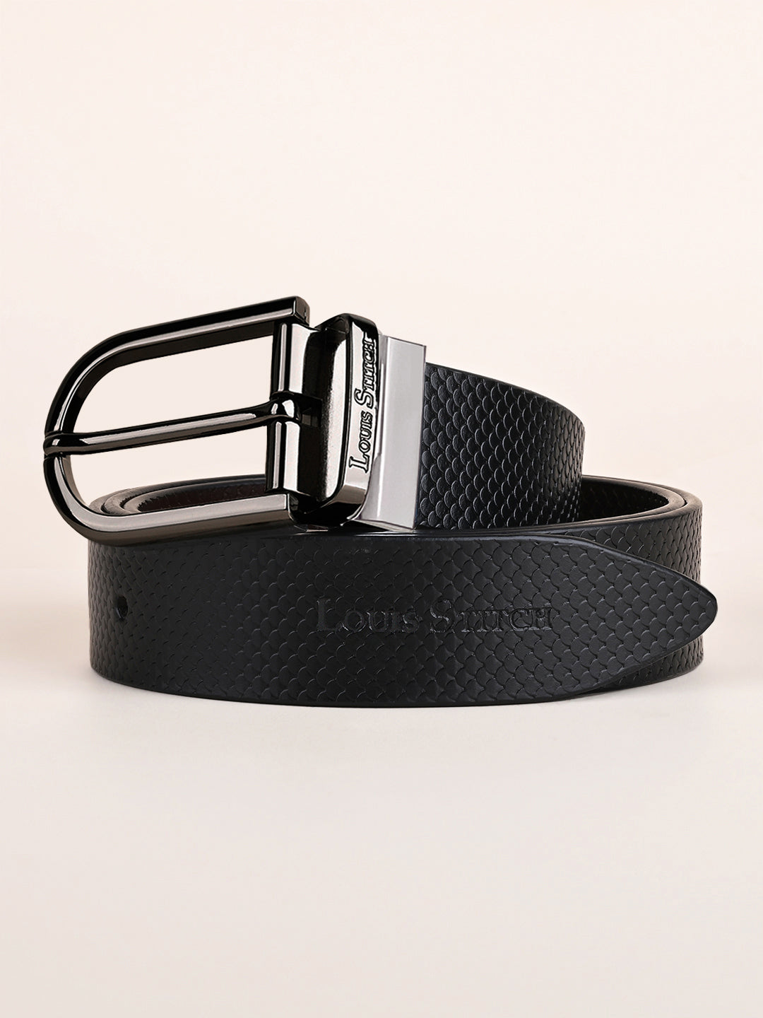 Men's Black & Brown Formal Italian Leather Reversible Belt For Men