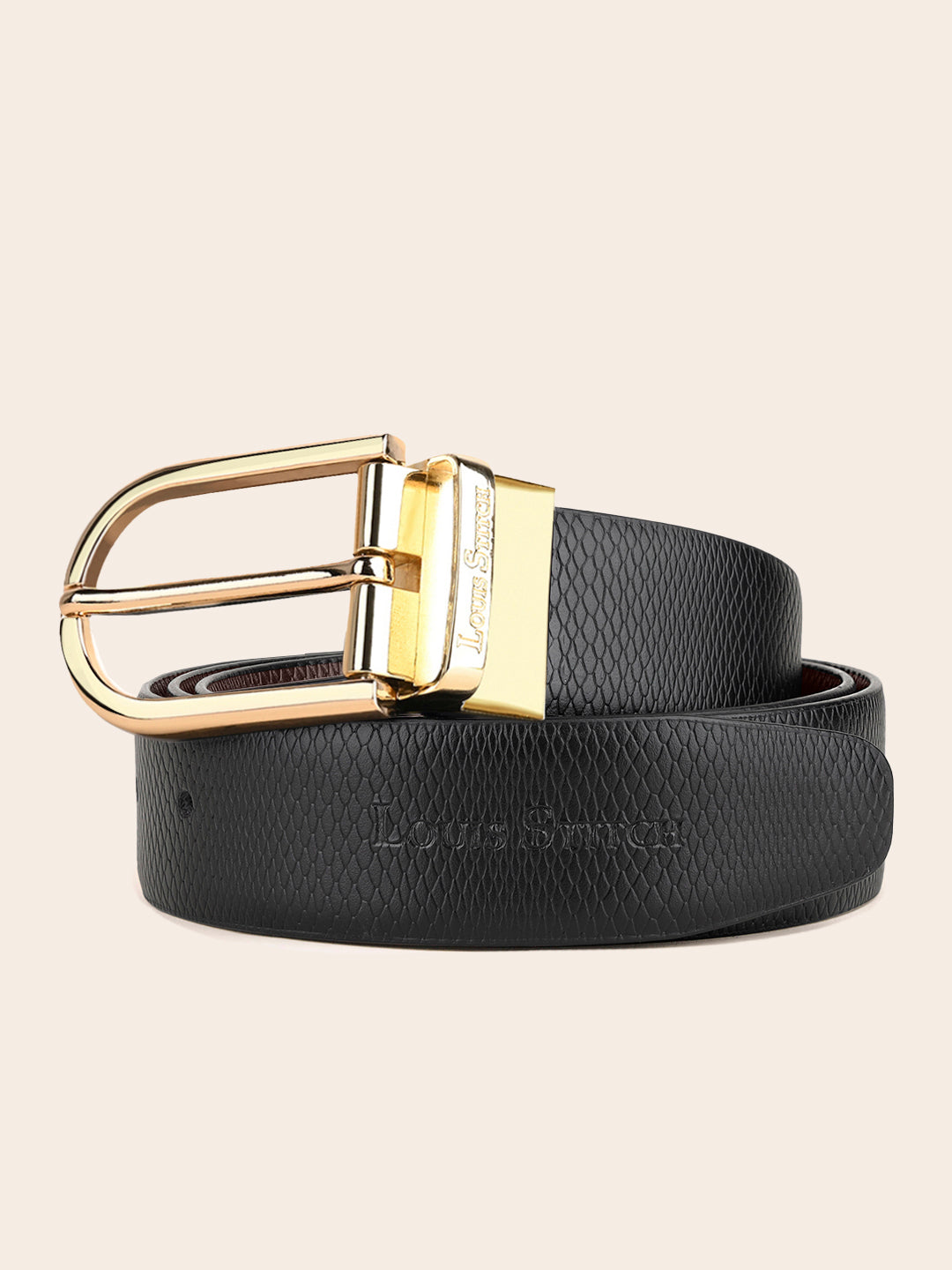Men's Black & Brown Formal Italian Leather Reversible Belt For Men