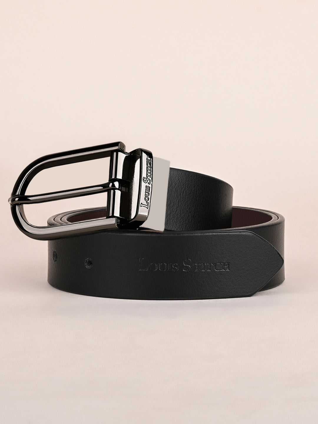 Men's Black & Brown Formal Italian Leather Reversible Belt For Men