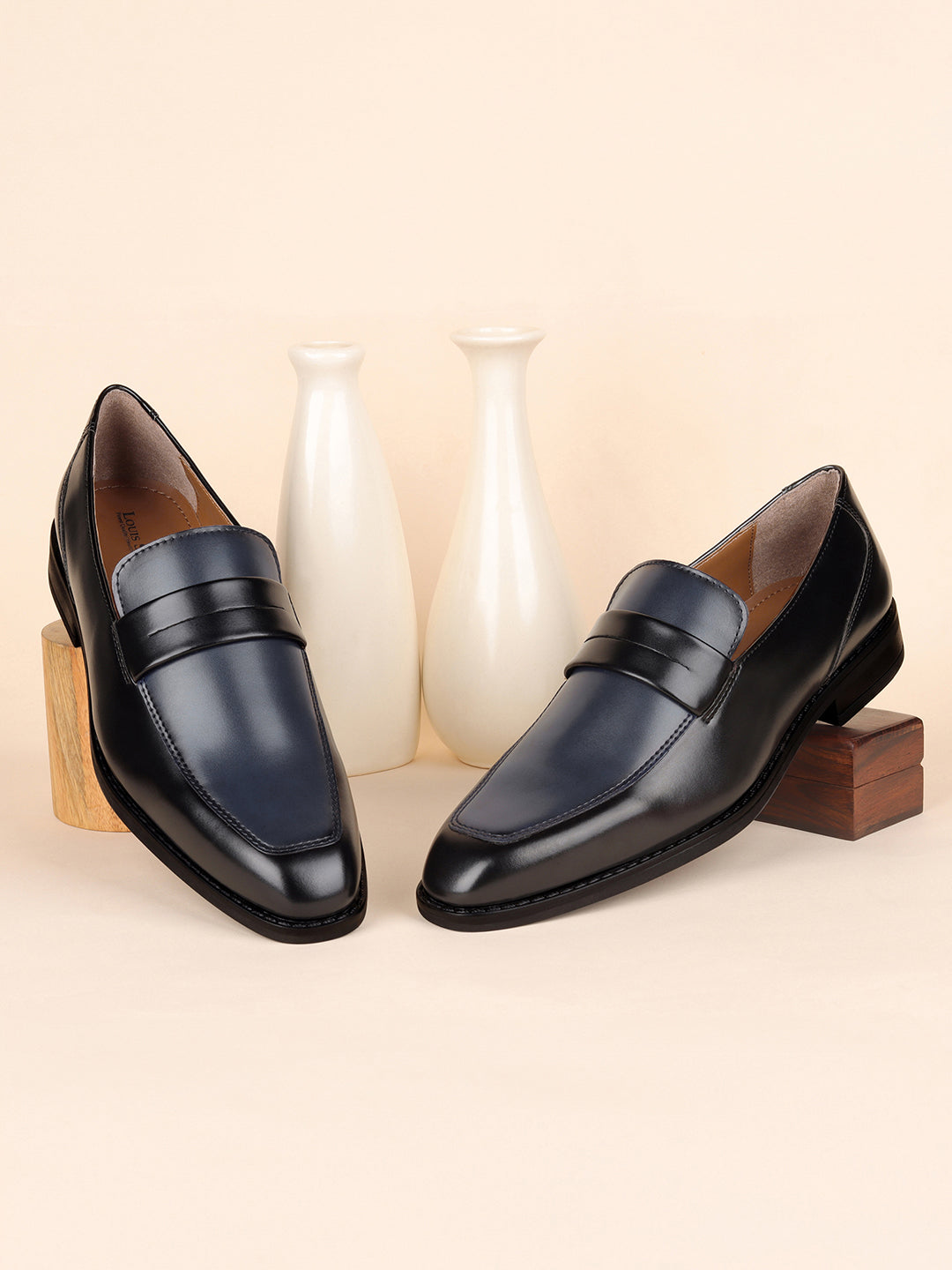 Black and Blue Handcrafted Dual Tone Moccasins Slipon