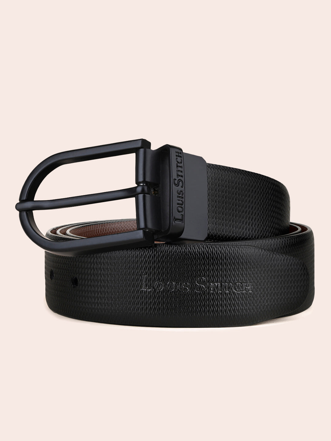 Men's Black & Brown Formal Italian Leather Reversible Belt For Men