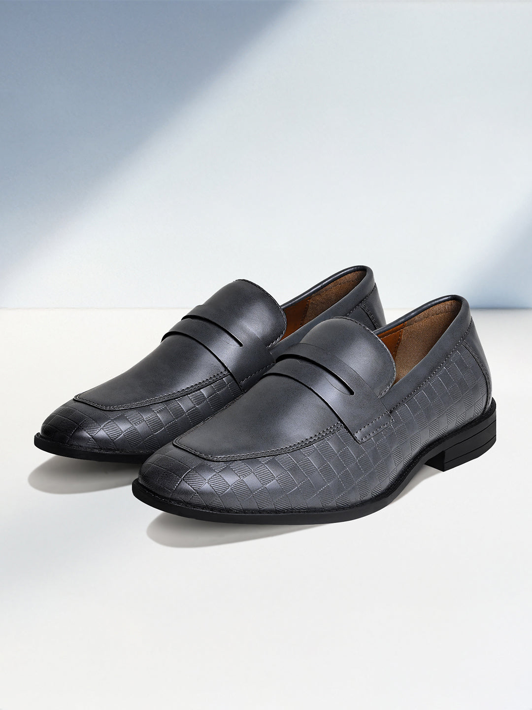 Ash Grey Handcrafted Embossed Moccasin Slipon