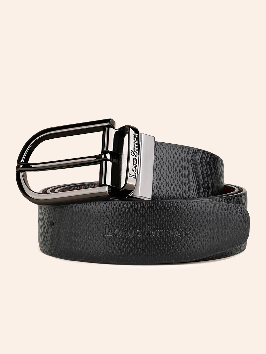 Men's Black & Brown Formal Italian Leather Reversible Belt For Men