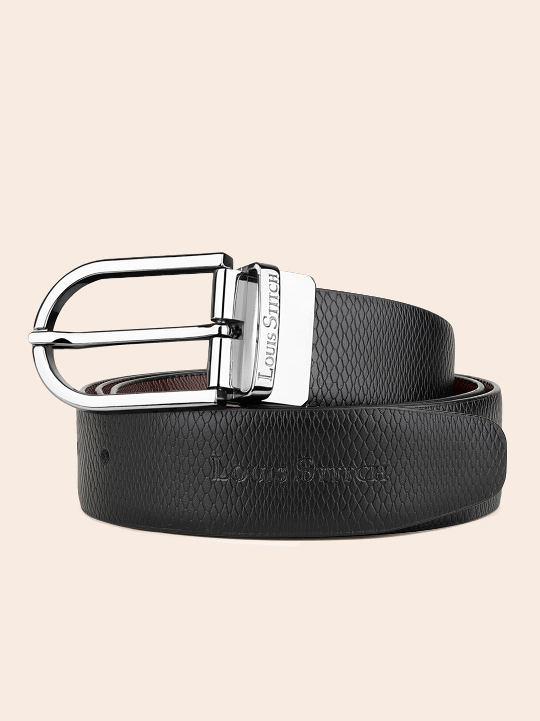 Men's Black & Brown Formal Italian Leather Reversible Belt For Men