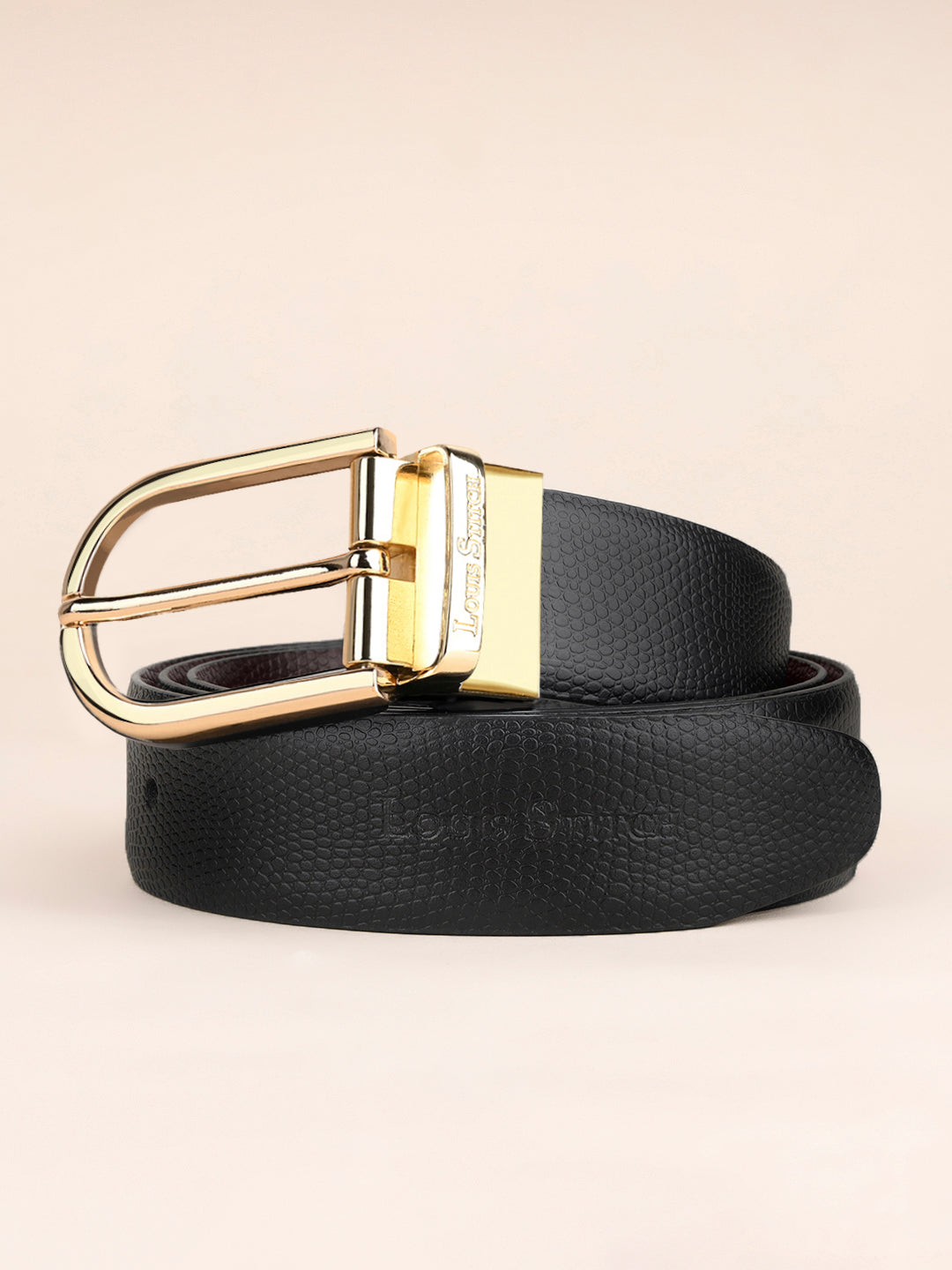 Men's Black & Brown Formal Italian Leather Reversible Belt For Men