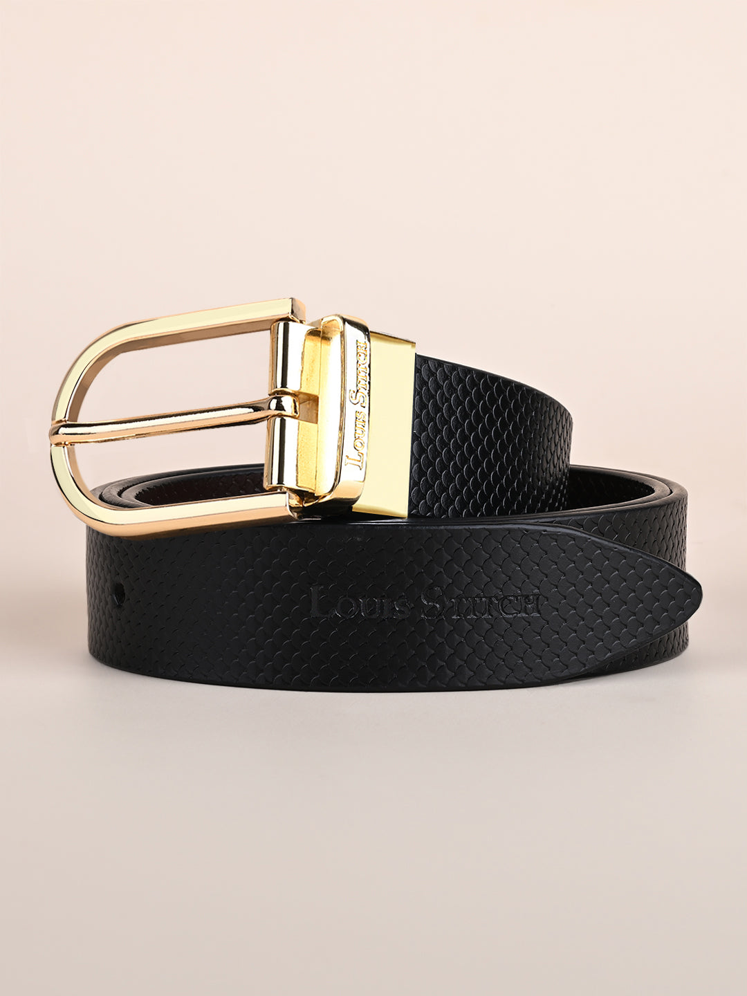 Men's Black & Brown Formal Italian Leather Reversible Belt For Men