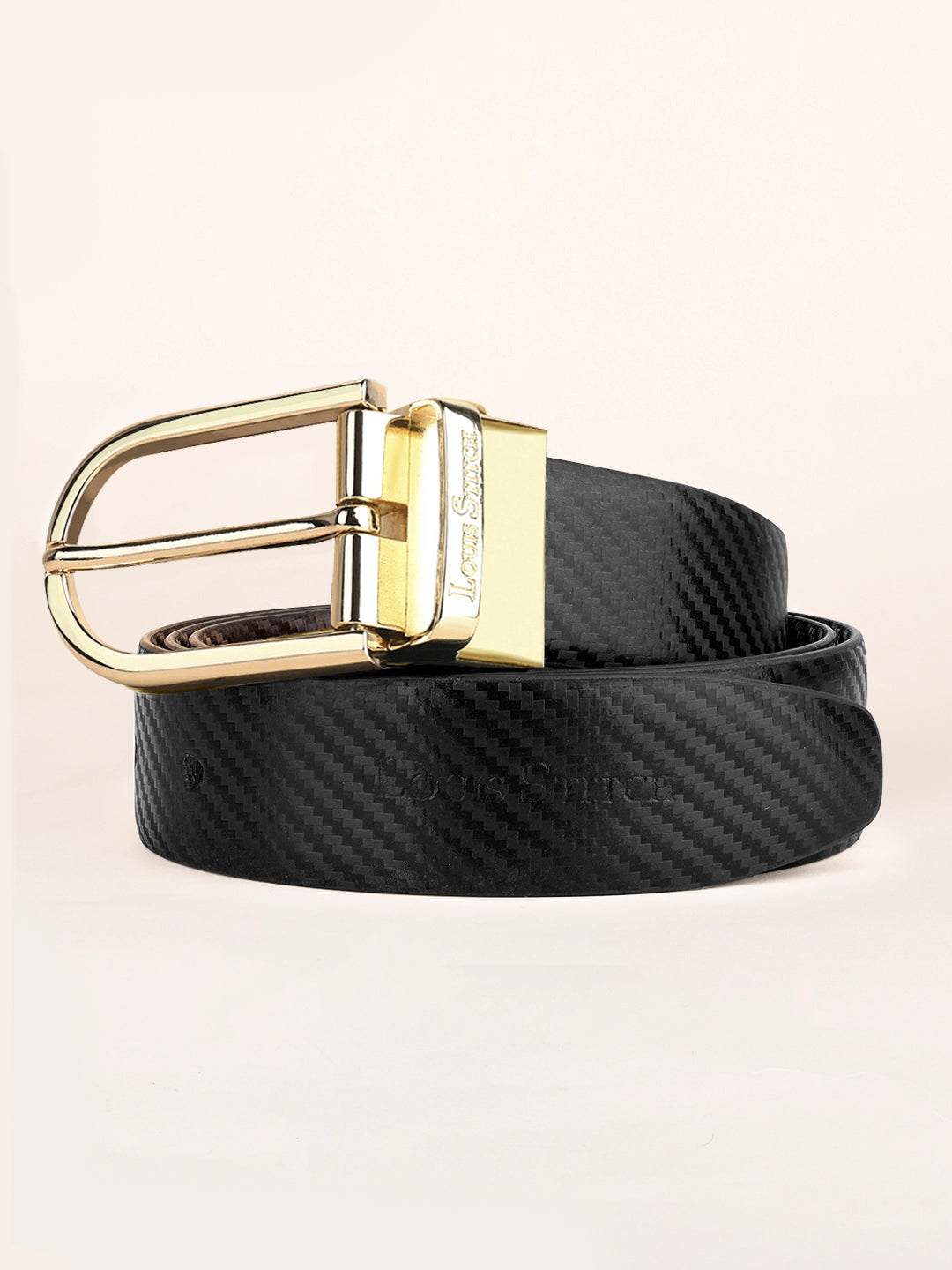 Men's Black & Brown Formal Italian Leather Reversible Belt For Men