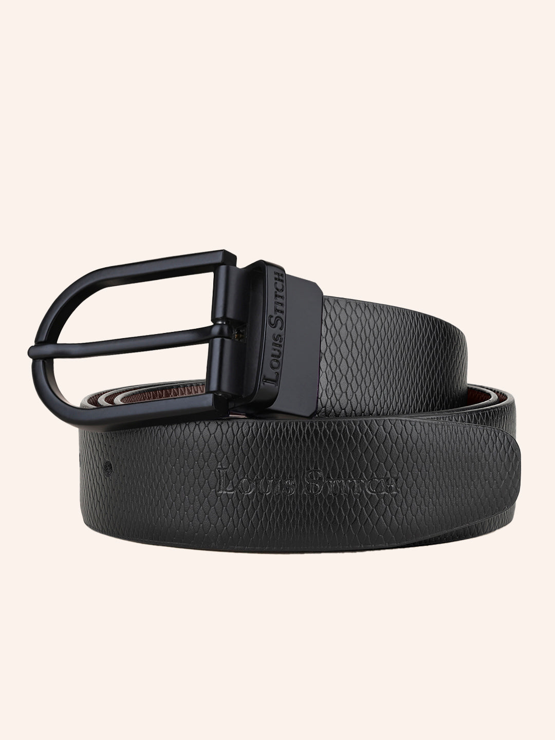 Men's Black & Brown Formal Italian Leather Reversible Belt For Men