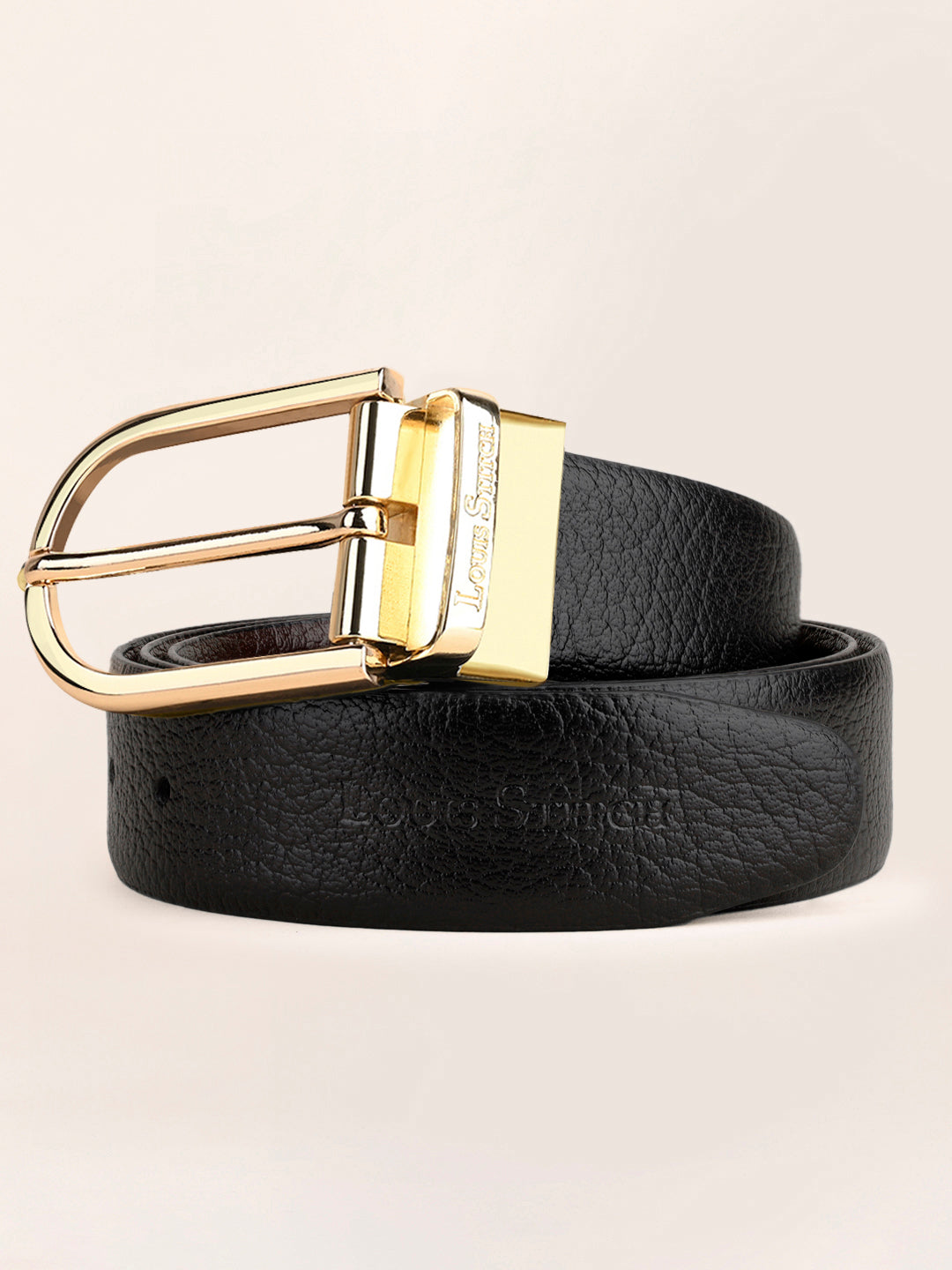 Men's Black & Brown Formal Italian Leather Reversible Belt For Men