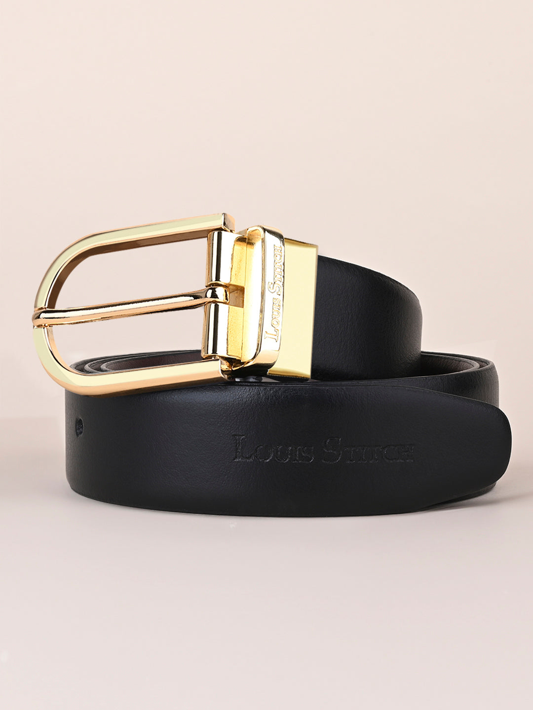 Men's Black & Brown Formal Italian Leather Reversible Belt For Men