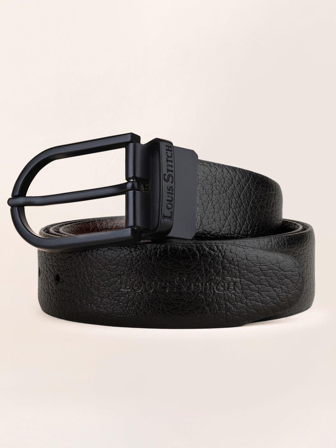 Men's Black & Brown Formal Italian Leather Reversible Belt For Men