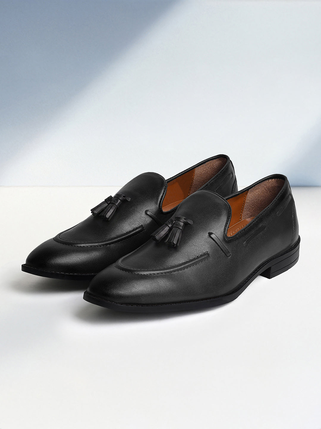 Jet Black Handcrafted Tassel Moccasin Slipon