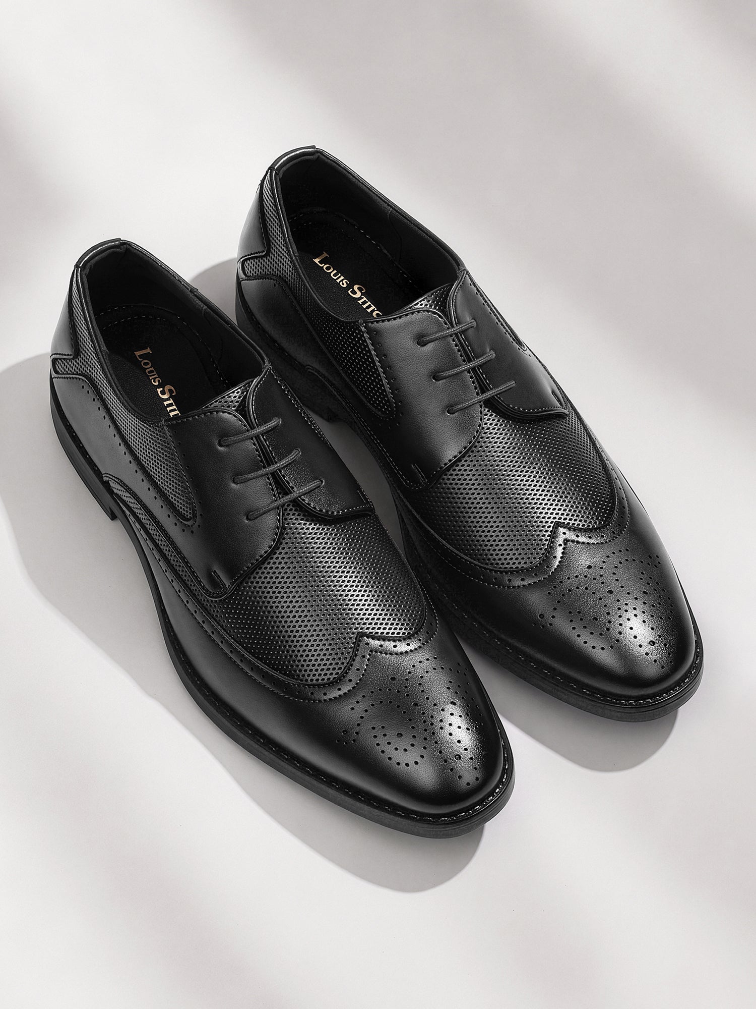 Jet Black Formal Brogue Lace-Up Shoes