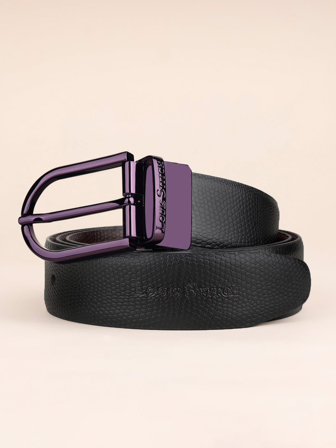 Men's Black & Brown Formal Italian Leather Reversible Belt For Men