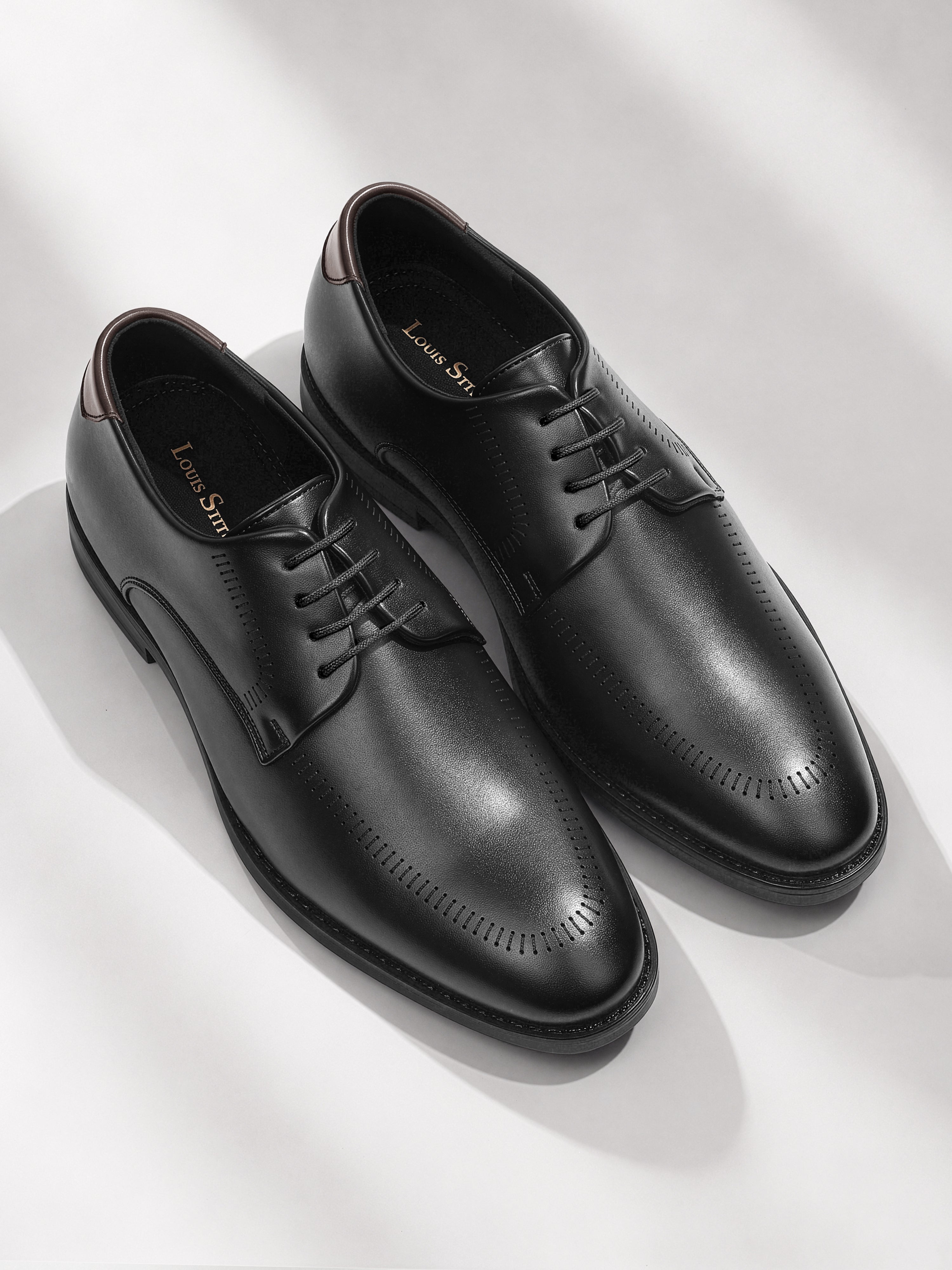 Jet Black Formal Derby Lace-Up Shoes