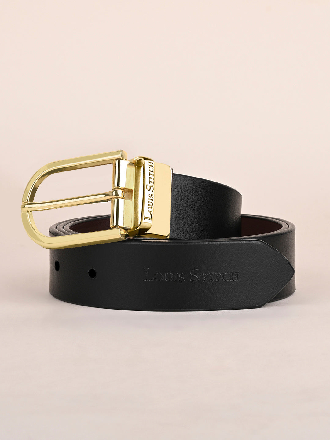 Men's Black & Brown Formal Italian Leather Reversible Belt For Men