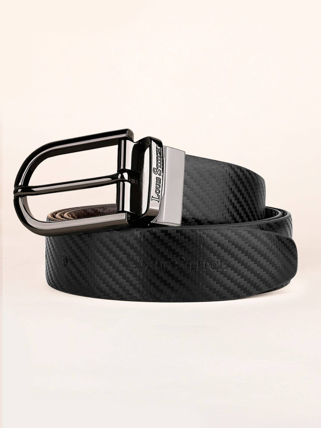 Men's Black & Brown Formal Italian Leather Reversible Belt For Men