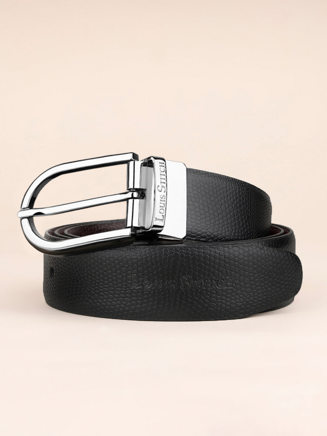 Men's Black & Brown Formal Italian Leather Reversible Belt For Men