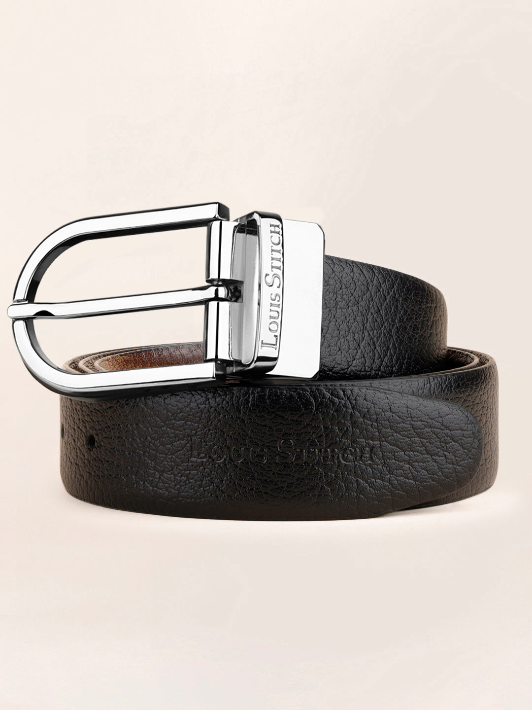Men's Black & Brown Formal Italian Leather Reversible Belt For Men