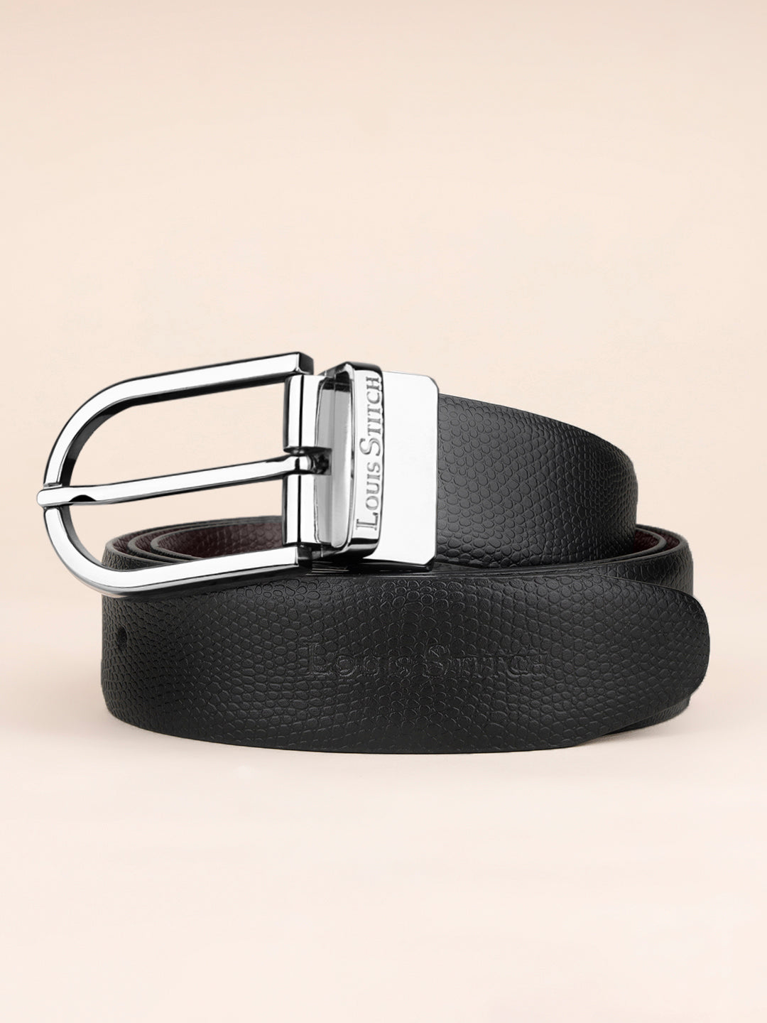 Men's Black & Brown Formal Italian Leather Reversible Belt For Men