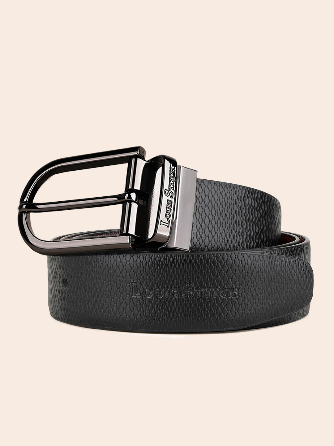 Men's Black & Brown Formal Italian Leather Reversible Belt For Men