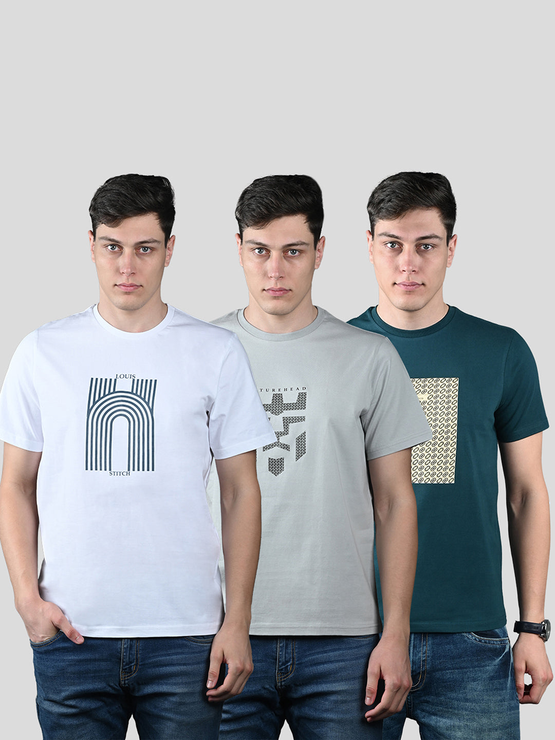 Men's Super Combed Cotton Regular Fit Pack of 3 Roundneck T-shirts