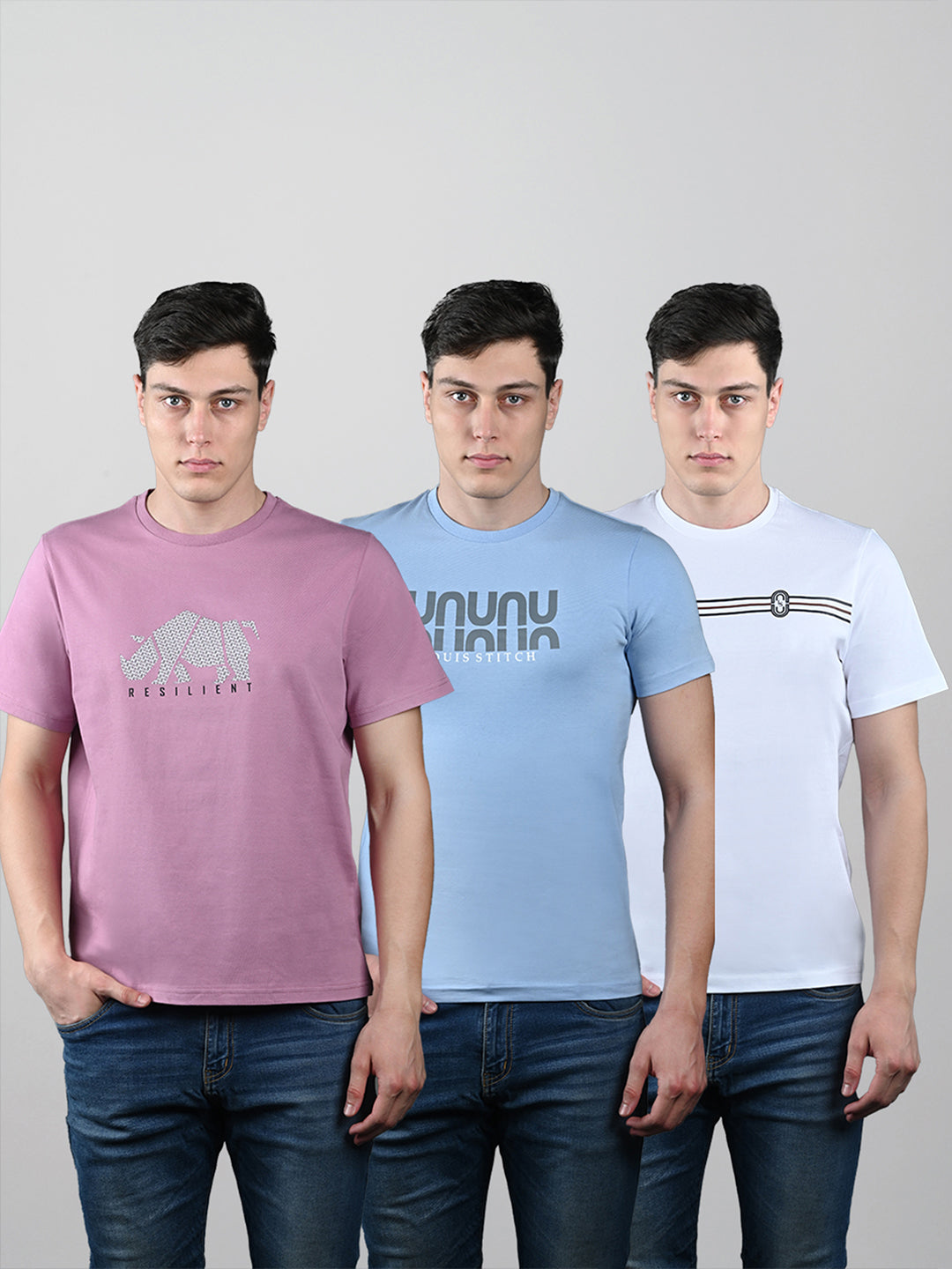 Men's Super Combed Cotton Regular Fit Pack of 3 Roundneck T-shirts