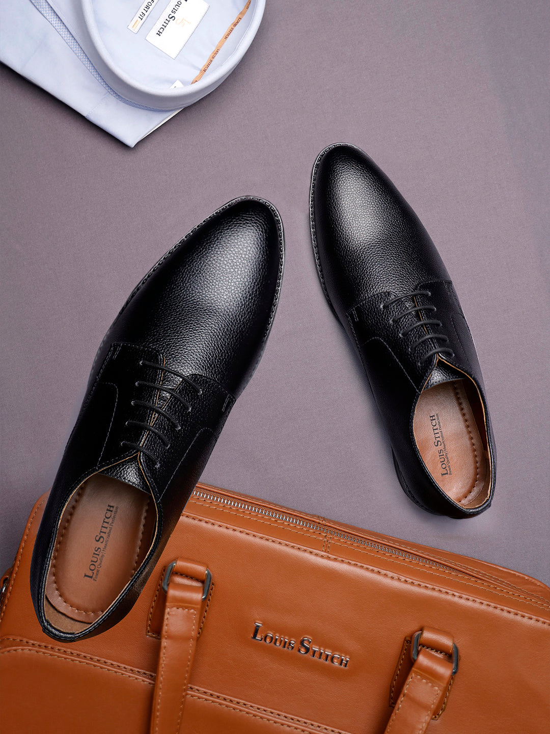 Jet Black Handcrafted Derby Lace Up Shoes