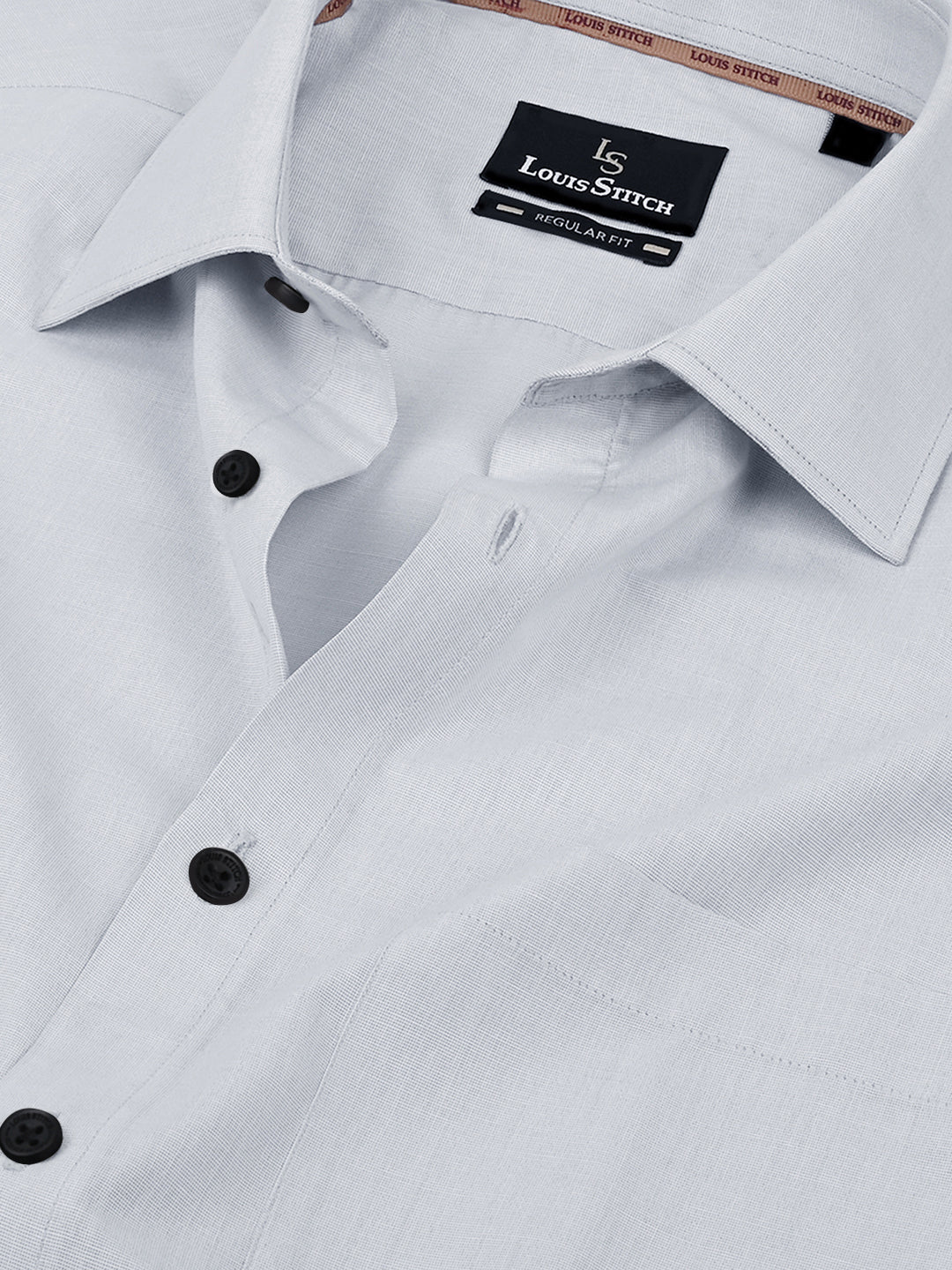 Men's Grey Full Sleeves Regular Fit Formal Shirt