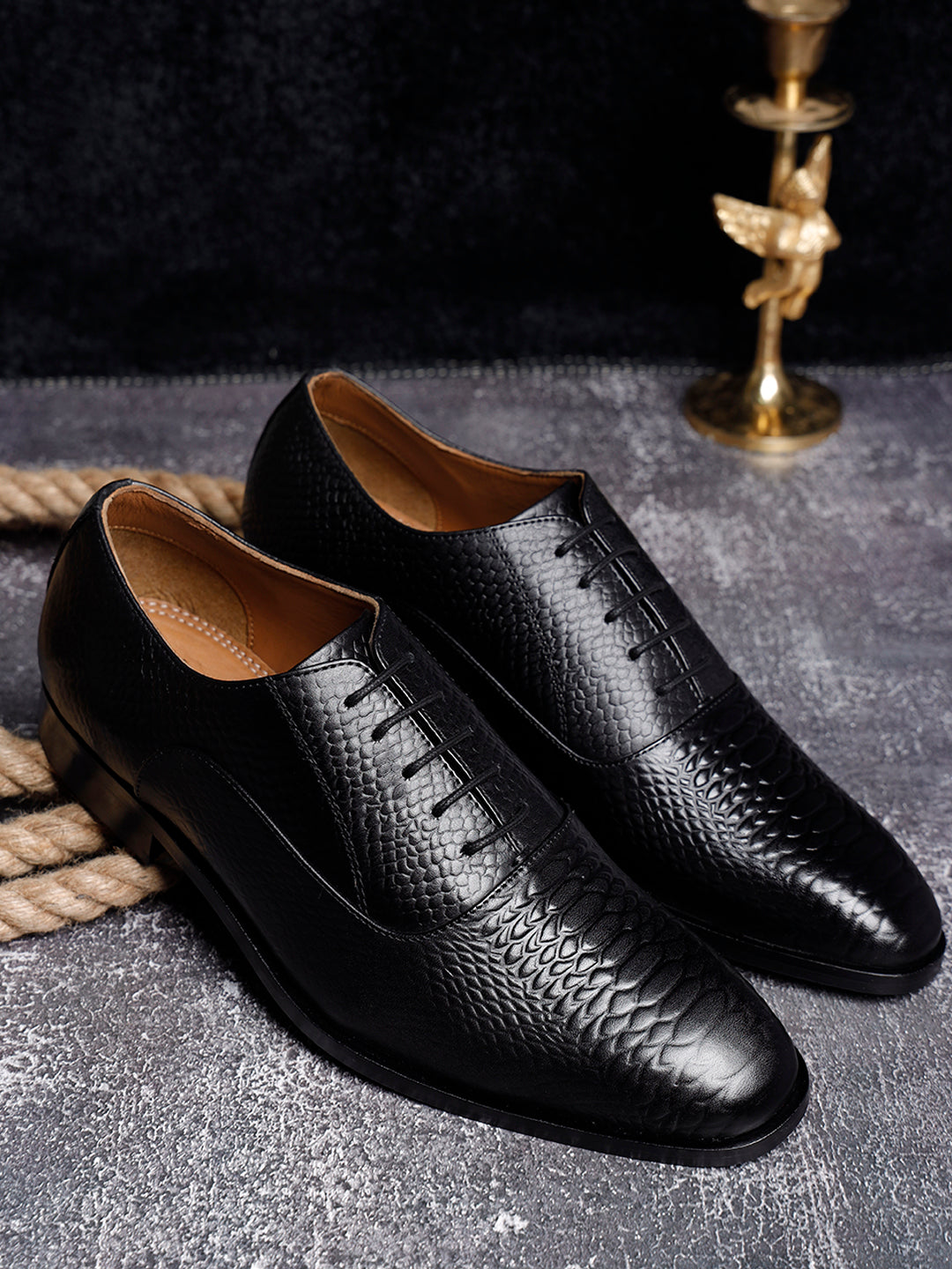 Jet Black Handmade Premium Italian Leather Derby Shoes