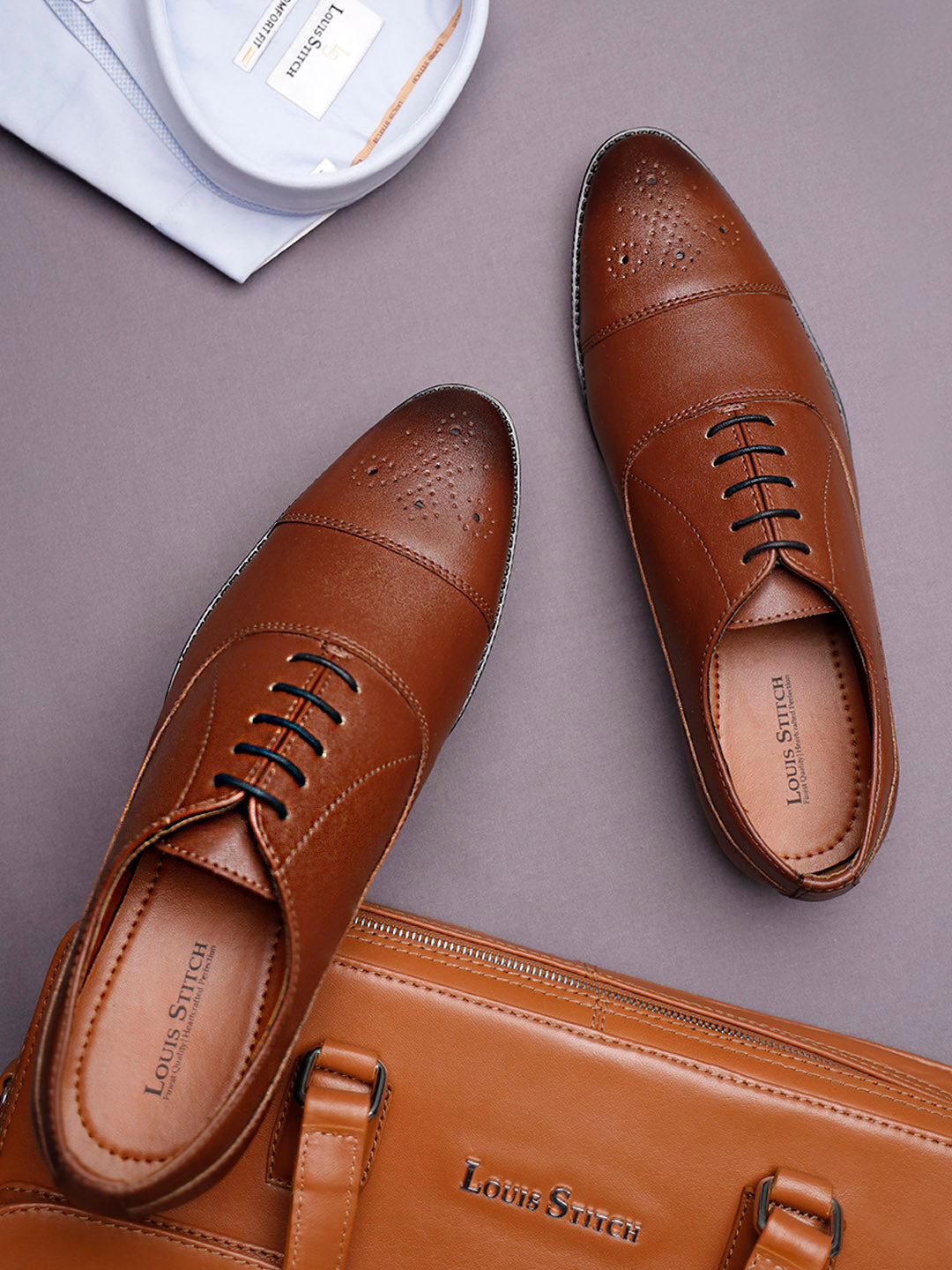 Russet Tan Handcrafted Captoe Style Comfortable Laceups Shoes
