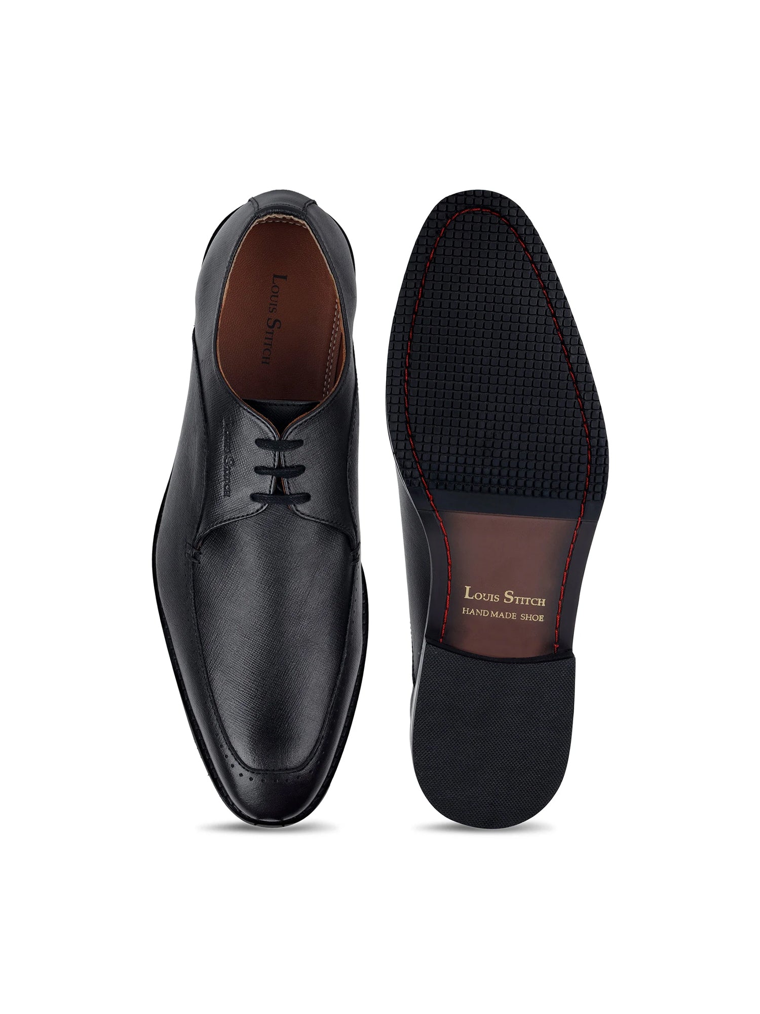 Jet Black Egyptian Crust Leather Derby Style Comfortable Laceup Shoes